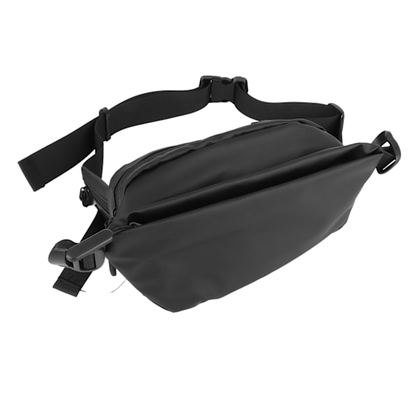 Fanny Pack för män PU-läder Flerlagers vattentät midjeväska för utomhuscamping Vandring Ridning Resa Svart