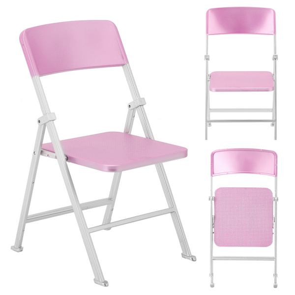 1/6 Skala Dollhouse Miniatyr Möbel Fällstol för dockor Action Figur Rosa