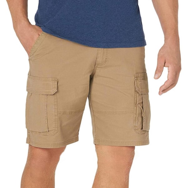Herrshorts i enfärgad cargofärg med flera fickor, brun