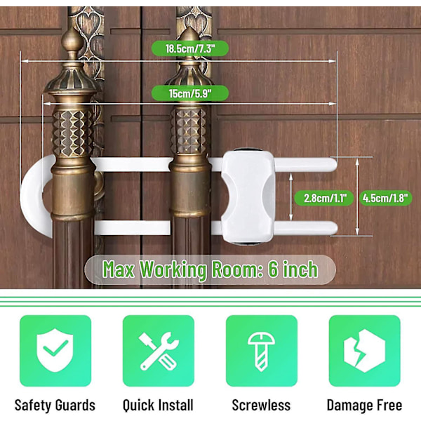 Säädettävät U-muotoiset Kaappilukot Vauvan Turvaan - 6 Pakkausta