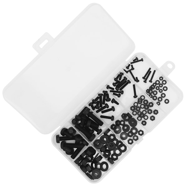 150 stk sort nylon skruvesæt isoleret elektronisk komponent forbrugsdel M2 M2.5 M3 M4 M5