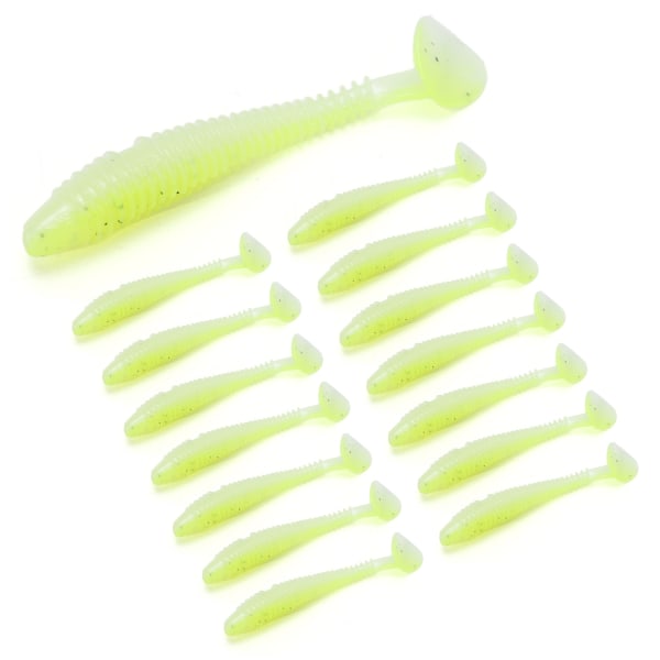 15Pcs Silicone Soft Lure Simulation T Tail Fishing Bait Double Color with Spiral Pattern for Sea FishingC Type
