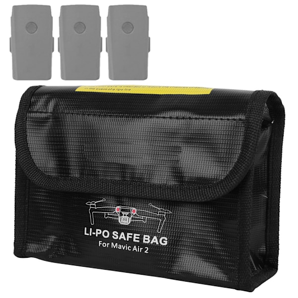 Drone Batteri Sikker Taske Eksplosionssicher Brandsikker Opbevaring Beskyttelsesetui Passer til DJI Mavic Air 2 (3 Batteri Rum)