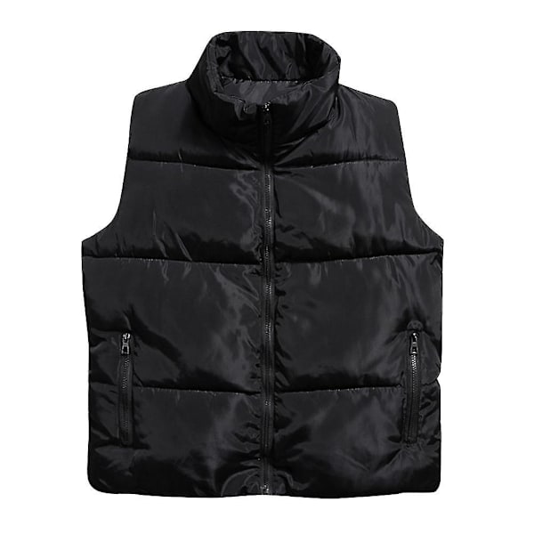 Svart Sleeveless Herr Lättviktig Puffer Väst - Vindtät och Lös Passform