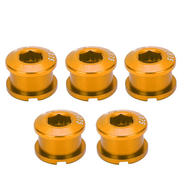 5 stk enkle kjedebolter Veivsatsmutter Aluminiumlegering Kjedehjulsskruer for Mountainbike Gull
