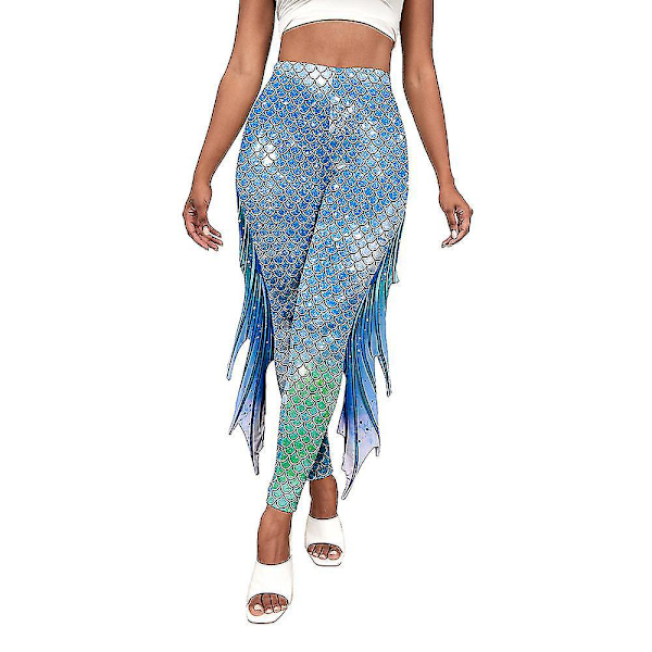 Fiskelskala Mermaid Print Højtaljede Yoga Leggings