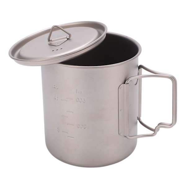 750 ml utomhus vattenmuggar i titan med hopfällbara handtag Bärbar camping i titan vattenkopp