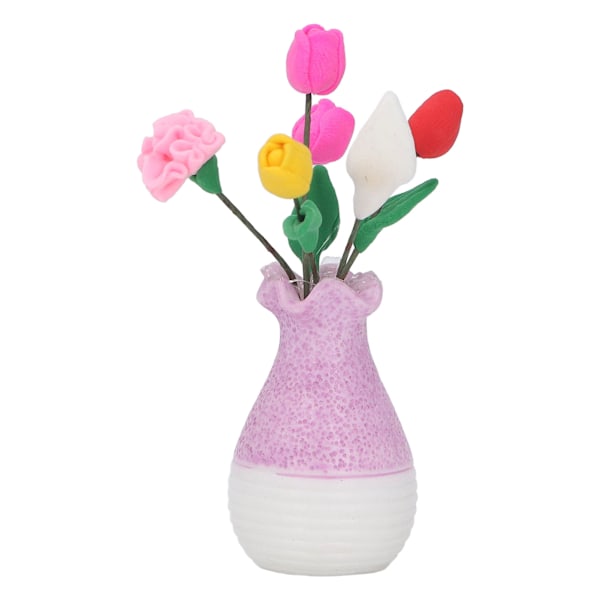 Dukkehust Vase Blomst 1:12 Slidstærkt Harpiks Levende Farver Fint Detaljer Dukkehust Miniatyrblomster til Dukkehust DIY
