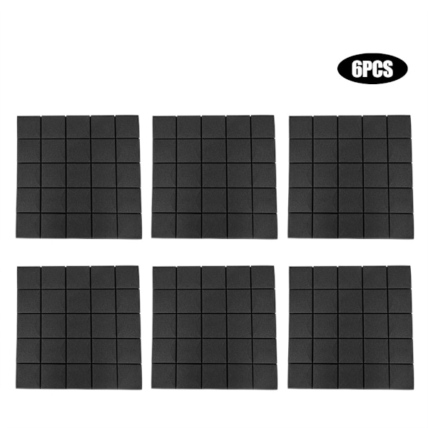 50*50*5cm 6 stk Skum Akustikpaneler Studio Lydabsorberende Skum (Sort)
