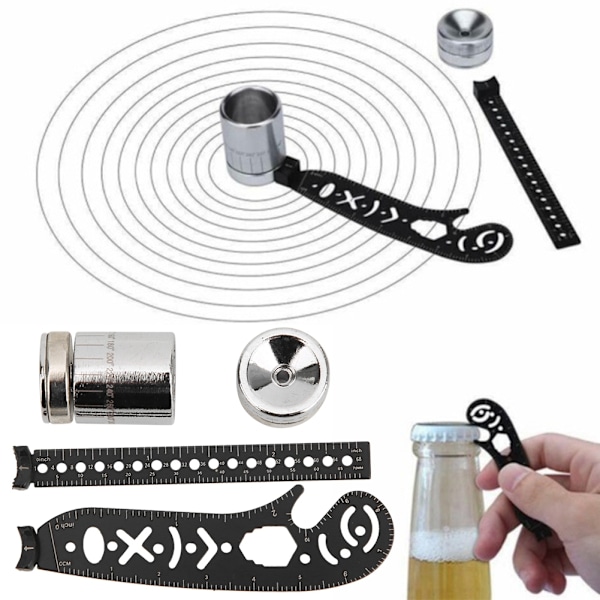 Sort jern multifunktions tegneværktøj Innovativ maling Magnetisk kompas Måling Sort 17 mm