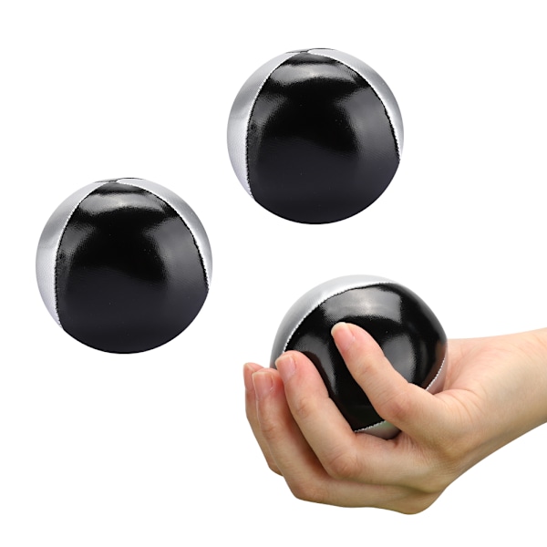 3ST Silver Svart PU Läder Inomhus Fritid Portabel Jonglering Ball Performance rekvisita