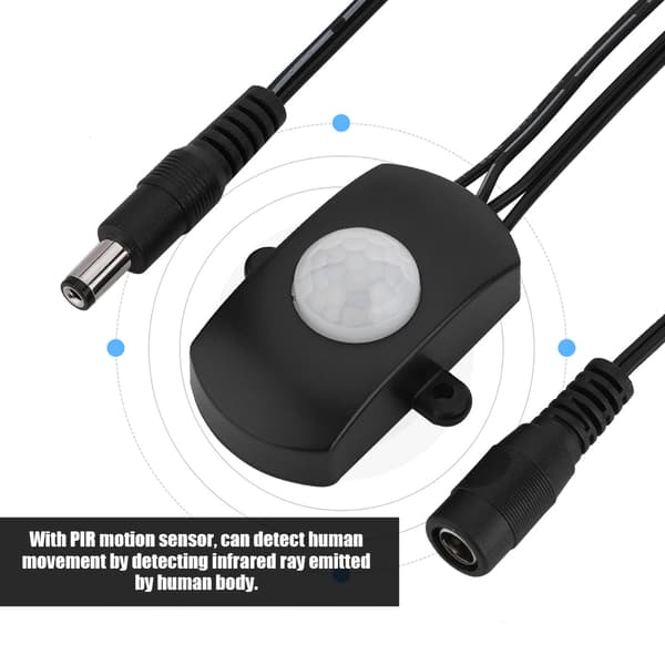Mini PIR Infrarød Bevægelsessensor Detektorbryder til LED Strip - Sort, 6-24V, 5A