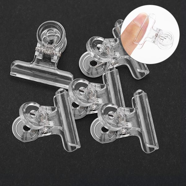 5st C Curve Nagelförlängningsklämmor Multifunktionella Plast Nail Art Tillbehör Transparent