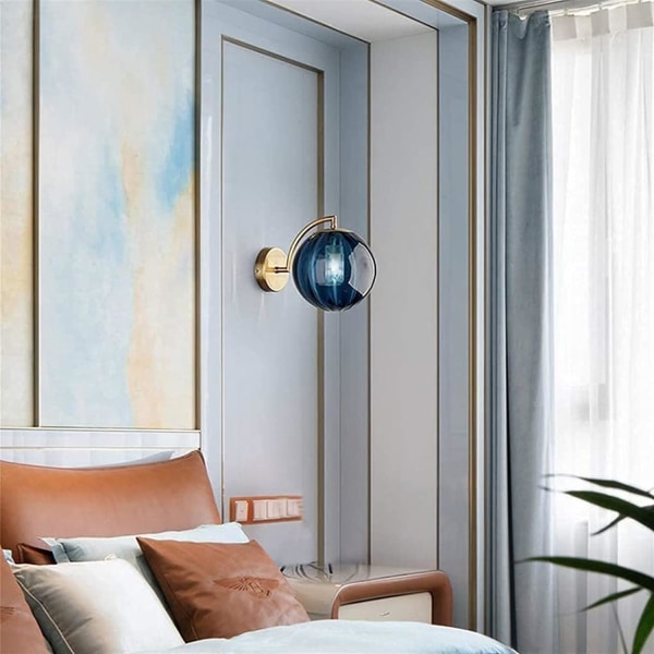 LED Vägglampa av målat glas Golden Globe Vägglampa Full Metal Fäste Vägglampa inomhus för Enkelrum Vardagsrum Korridor