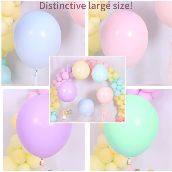 100 Pack Macaron Balloon Syntymäpäivä Pastellikoristeet Pastellihäät (18 tuumaa)