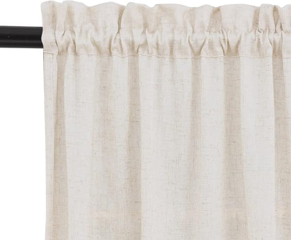Beige hørgardiner til køkken - Landlige cafégardiner (2 paneler)