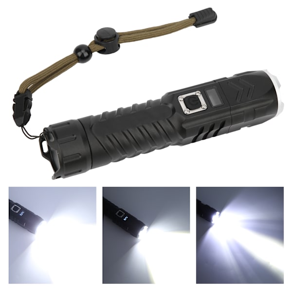 Ultraljusbar utomhusficklampa Zoombar Fokuserande USB Uppladdningsbar Smart Power Display