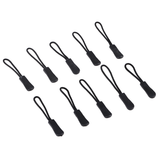10x Lynlås Træk Slider Snor Træk Ender Lås Zip Clip Spænde til Taske EDC Sort
