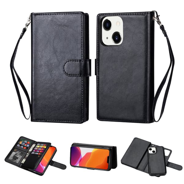 iPhone 14 - Praktisk lommebokveske med 9 kort Röd