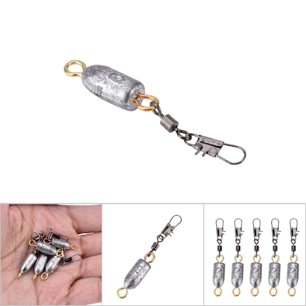 5 stk/pose Slitsterk for kuleformede fiskesinker Fiskeutstyr Tackle (6g)