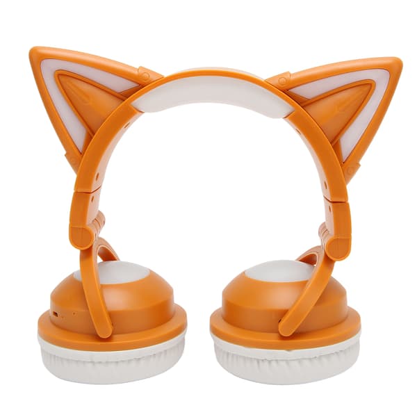 Cat Ear Bluetooth Headset Stereo Cute High Sensitivity Built-in Microphone Adjustable LED Kids Headset with 3.5mm Cable Yellow