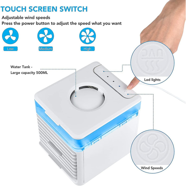 mini-luftkonditionering-3-i-1-bärbar-mini-luftkylare-luftkylare-luftfuktare-fläktrenare-med-3-justerbara hastigheder-7-led-ljus