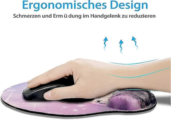 Ergonomisk musematte i minneskum med håndleddsstøtte. Kattemønster.