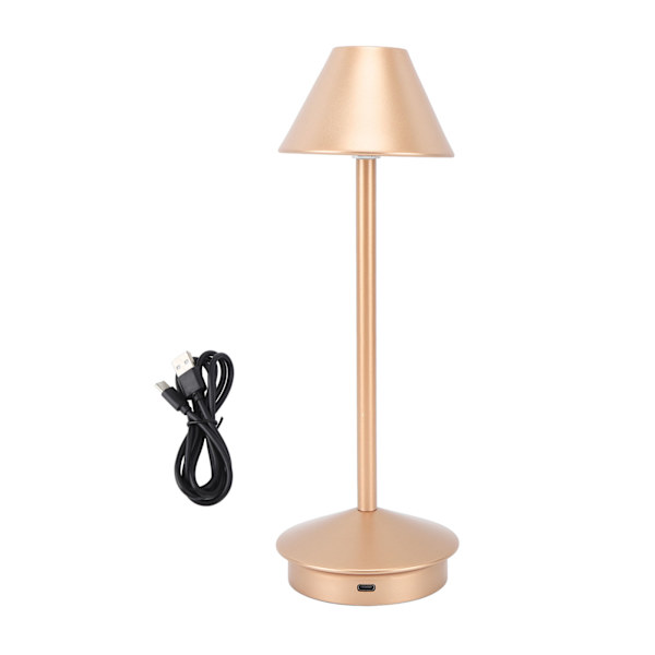 Trådløs bordlampe Modern Style Iron Art 3 Farger Trinnløs dimmer Bærbar LED-bordlampe med berøringskontroll Rose Gold