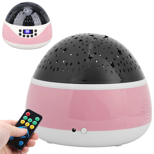 Remote Control Night Light LED Digital Display Night Light Projector with Music for KidPink