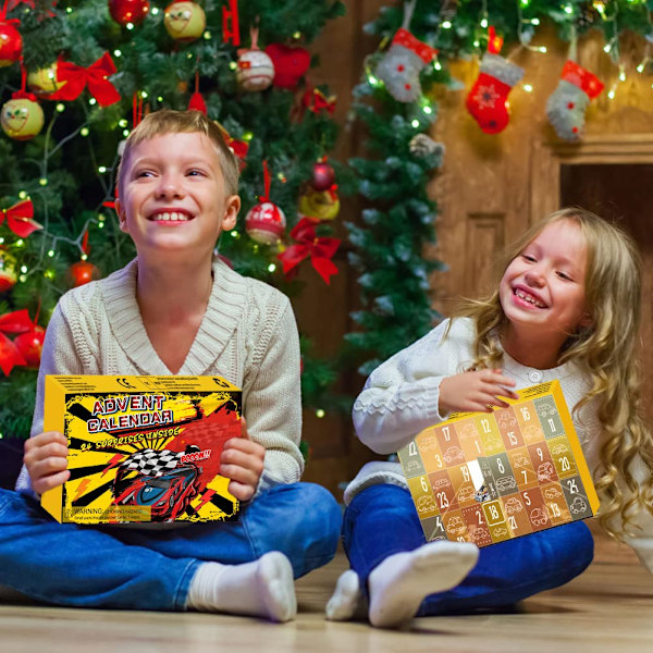 Børnebil Legetøjs Adventskalender 24 Dages Jule Nedtællingssæt med Sjove Køretøjer og Overraskelser