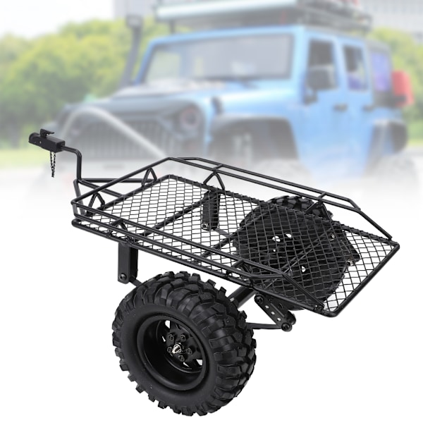 Metall RC Bucket Trailer Simulering Trailing Bil for TRX4 D90 SCX10 CC01 1/10 DIY Deler Svart