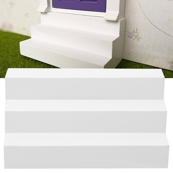 1:12 Dukkehustrappe Miniatyr Simulert Dørtrapp DIY Minimodel Leketøystilbehør Hvit Hvite Trinn