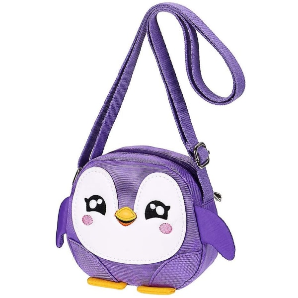 Barneveske med skulderrem Penguin Motiv Purple