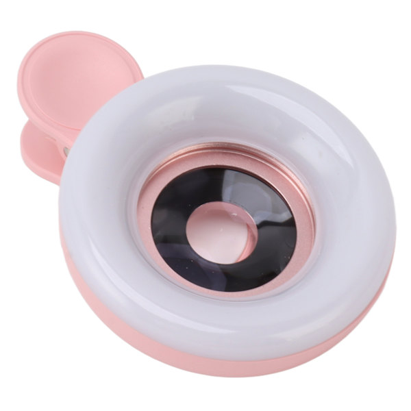 Telefonkamera 15X makrolins med miniklämma Ringljus 2800 till 6500K Telefonringfyllningsljuslins för fotografering Videoinspelning Rosa