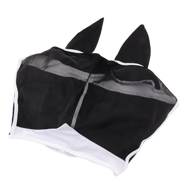 Hestefluemaske All Round Mesh Andas Flugmaske Elastisk UV-beskyttelse Hest Ansigtsmaske med Ører Sort S 42x35cm / 16,5x13,8in