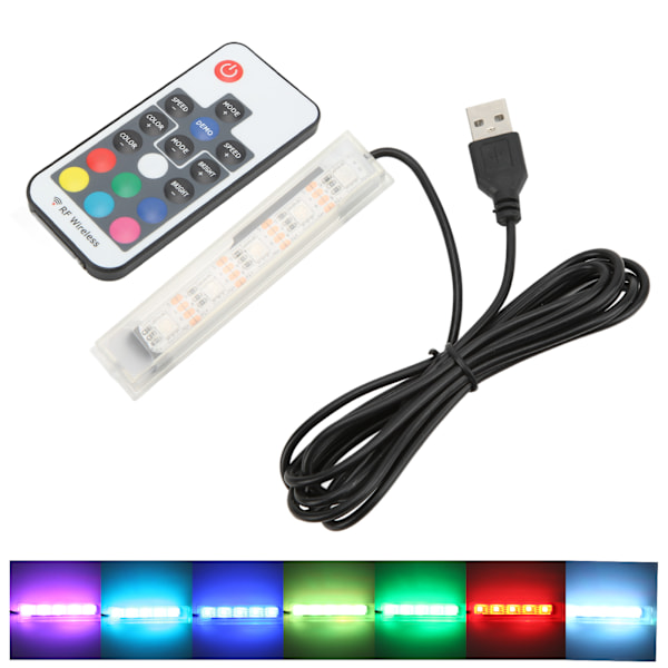 Mikro Akvarie Lys USB-drevet Fjernbetjening Farverigt Fiskekum LED-lampe til LandskabSort Ledning