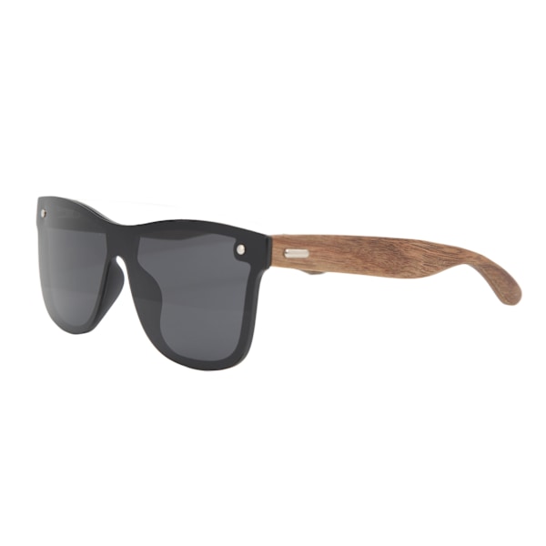 Båglösa One Piece Lens Solglasögon HD Spegelglas UV400 Polarized Wood Solglasögon för utomhusbruk Svart