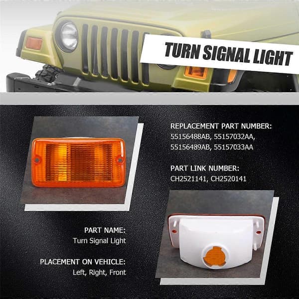 2 stk. blinklys kompatible med 2001-2006 Jeep Wrangler (TJ) plastlinse 39 39 Plastic