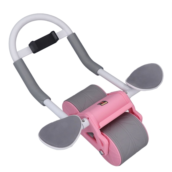 Abdomen Roller Träningshjul Automatisk Rebound Abdomen Roller med telefonfäste för gravid kvinna Rosa