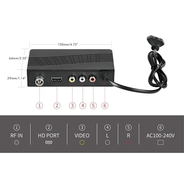 1080P Set Top Box Digital TV Receiver DVB T2 Antenne Tuner