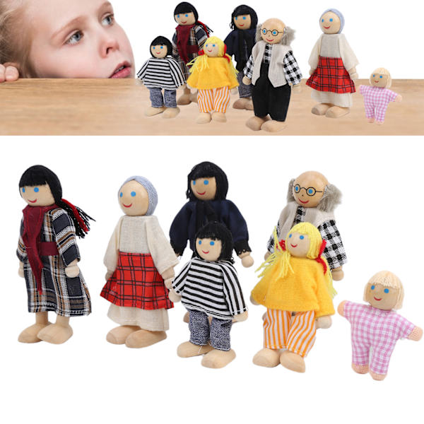 Perhe-nukkehahmot Mänty Miniatyyri Ihmiset Leikkiseti Koriste Kasvattava Nukkekoti Tarvikkeet #2