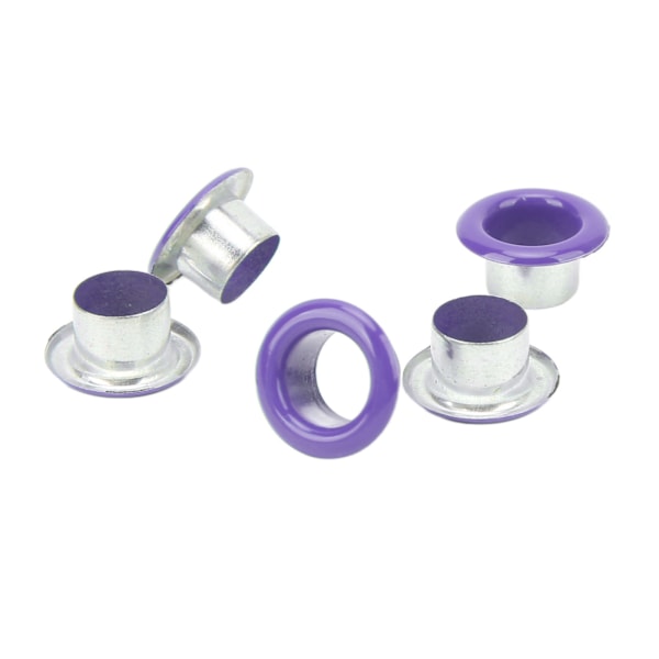 500 Sæt Grommet Kit 8mm Rund Kobber Livlig Farve Multi Anvendelse Øje Kit til Reparation Dekoration DIY Lilla