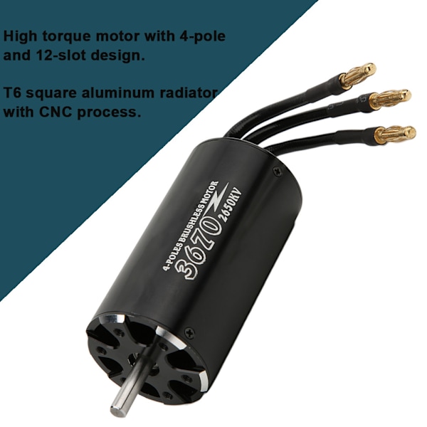För SURPASS HOBBY Icke-induktiv borstlös motor Svart för 5,0 mm 3670 2650KV RC-båt