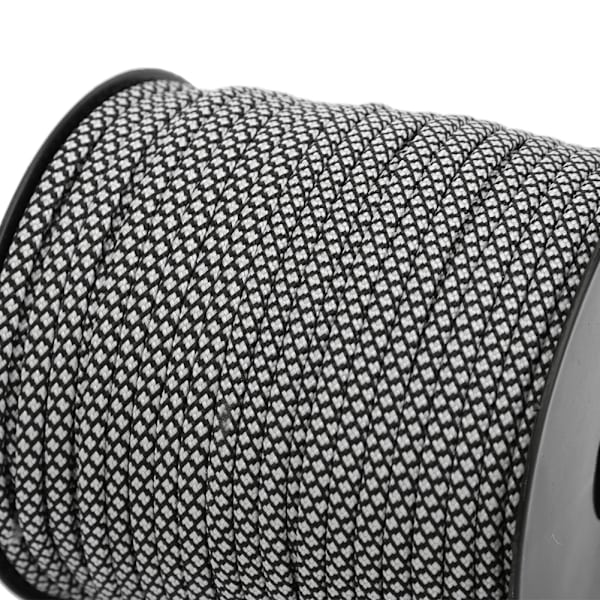 50M 4MM Tjock 7-kärnig Paracord Räddningsrep Tältband Campingrep för Utomhusarmband Vävande Silver Svart