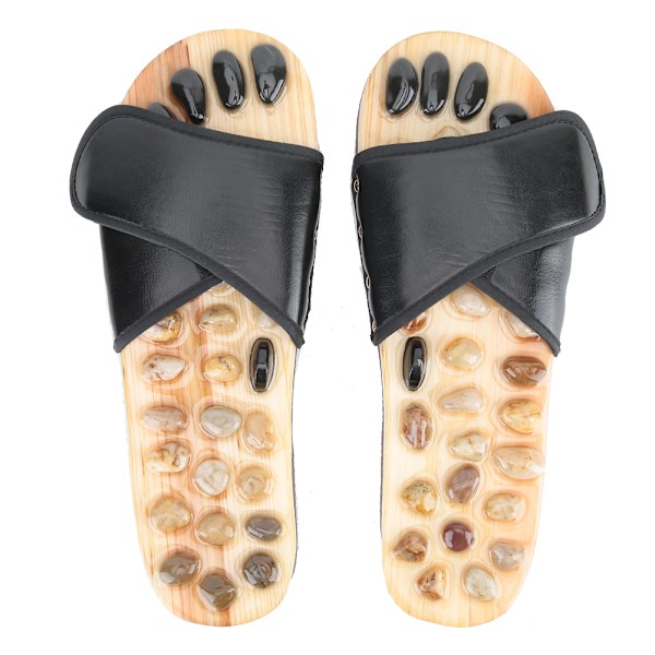 Fotmassage Tofflor Pebble Stone Sandal Akupunktur Fötter Relax Skor HälsovårdSvart 39-40