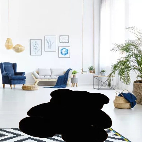 Söt Sovrumsmatta Mjuk Björnformad Shaggy Golvmatta för Barn Tonåring Flickor Rum Golv Vardagsrum Svart 45x60