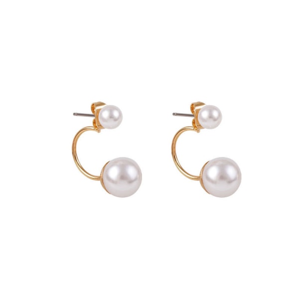 Double White Pearl Guld øreringe / Double Pearl