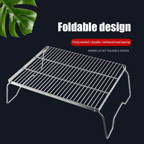 Fällbart Eldstadsgrill i 304 Rostfritt Stål, Bärbar Grill för Camping med Ben och Bärväska