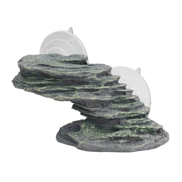 Sköldpaddas klätterplattform Harts naturtrogen akvarium Rock Ornament Reptil Basking Dock med sugkopp för ödla