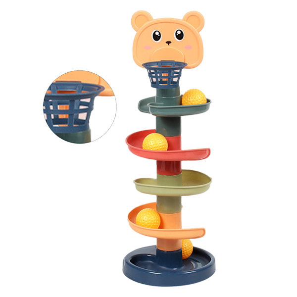 Ball Tower Interactive Educational Funny Ljusa Färger Ball Drop and Roll Tower för småbarn 5 lager med 5 golfar gratis storlek